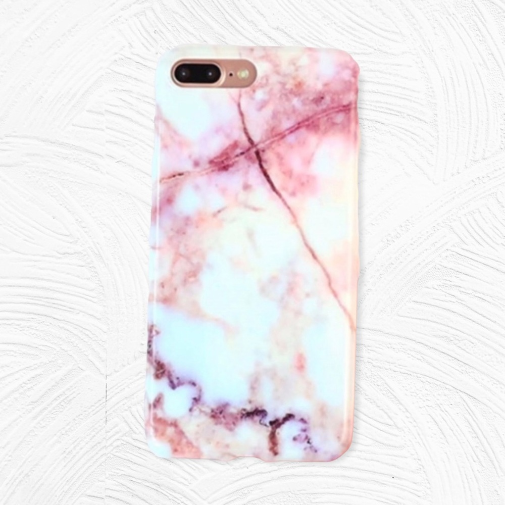 NEW IPhone 6+/6S+ Pink Marble Thick Soft Shock Absorbent Case - Picture 1 of 2